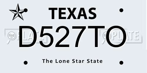 D527TO Texas License Plate