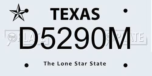 D5290M Texas License Plate