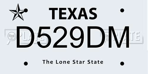 D529DM Texas License Plate