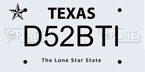D52BTI Texas License Plate