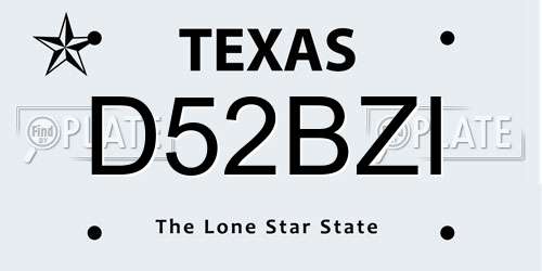 D52BZI Texas License Plate