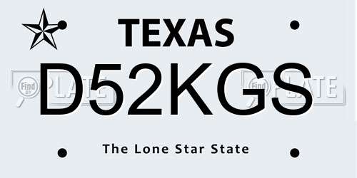 D52KGS Texas License Plate
