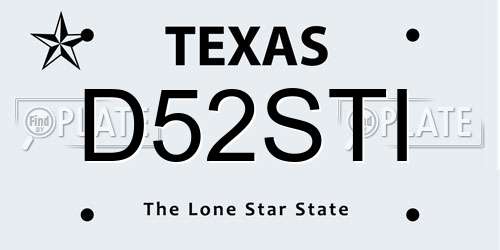 D52STI Texas License Plate