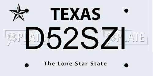 D52SZI Texas License Plate