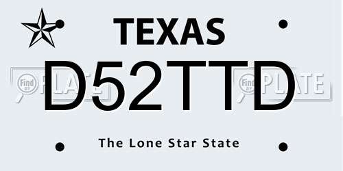 D52TTD Texas License Plate