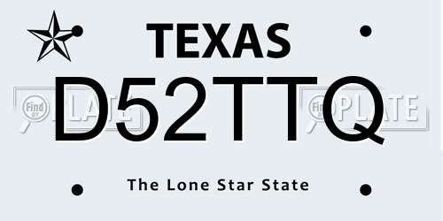 D52TTQ Texas License Plate