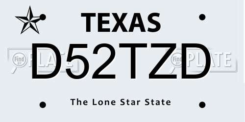D52TZD Texas License Plate