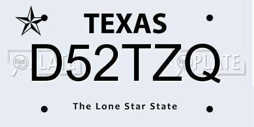 D52TZQ Texas License Plate