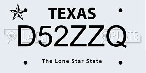 D52ZZQ Texas License Plate