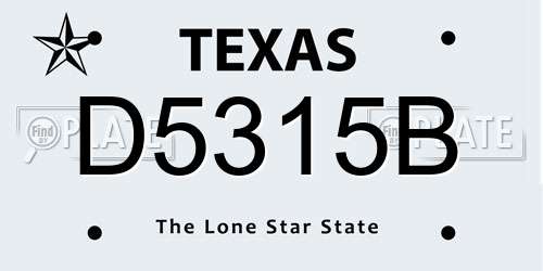 D5315B Texas License Plate