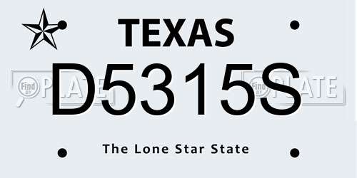 D5315S Texas License Plate