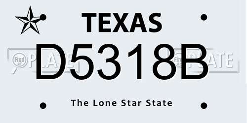 D5318B Texas License Plate