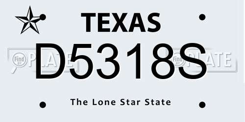 D5318S Texas License Plate