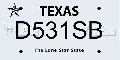 D531SB Texas License Plate