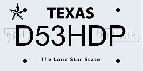 D53HDP Texas License Plate
