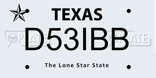 D53IBB Texas License Plate