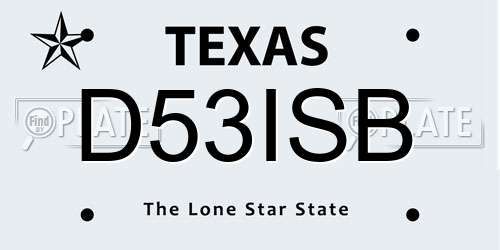 D53ISB Texas License Plate