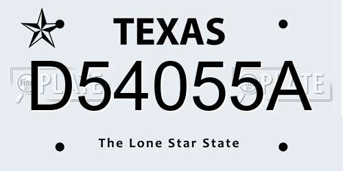 D54055A Texas License Plate