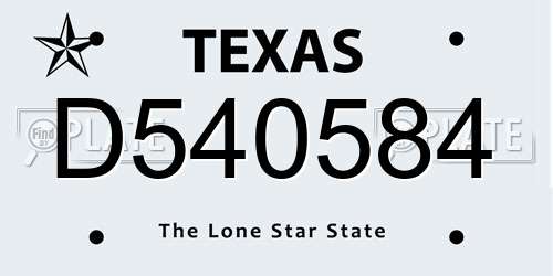 D540584 Texas License Plate