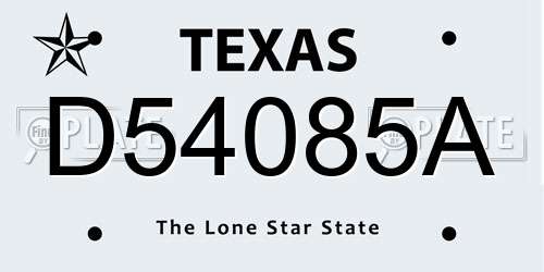 D54085A Texas License Plate