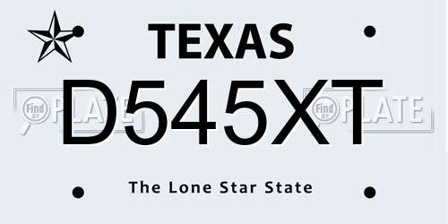 D545XT Texas License Plate
