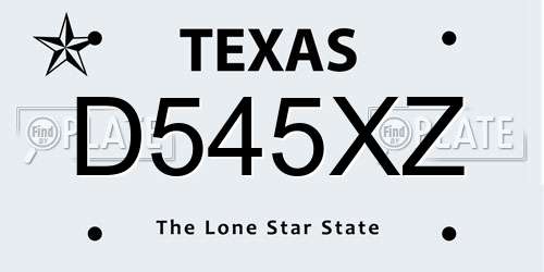 D545XZ Texas License Plate