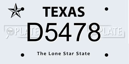 D5478 Texas License Plate