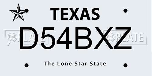 D54BXZ Texas License Plate
