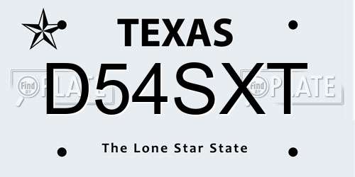 D54SXT Texas License Plate