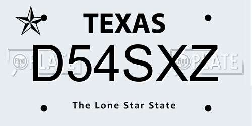 D54SXZ Texas License Plate