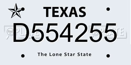 D554255 Texas License Plate