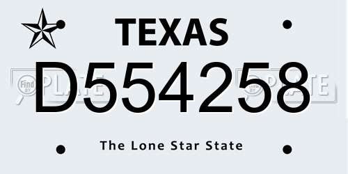 D554258 Texas License Plate
