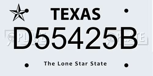 D55425B Texas License Plate