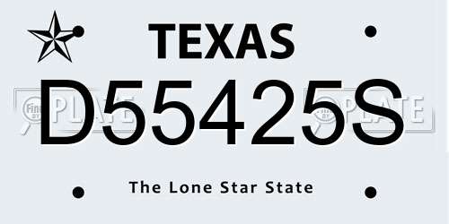 D55425S Texas License Plate