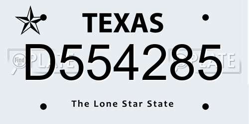 D554285 Texas License Plate