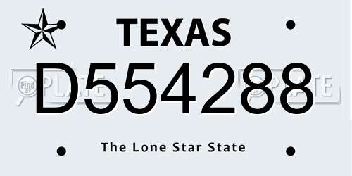 D554288 Texas License Plate