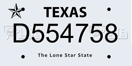 D554758 Texas License Plate