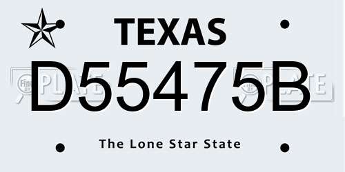D55475B Texas License Plate