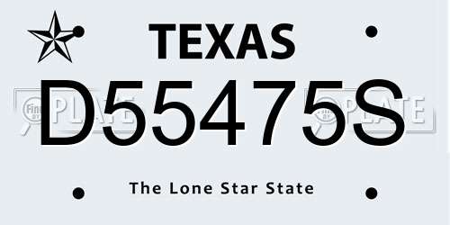 D55475S Texas License Plate