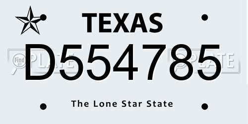 D554785 Texas License Plate