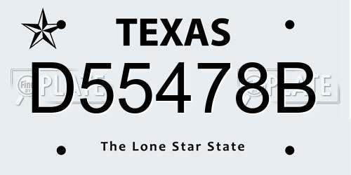 D55478B Texas License Plate