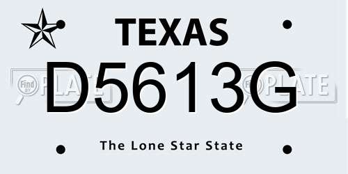 D5613G Texas License Plate