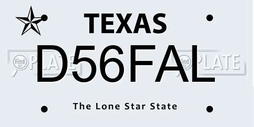 D56FAL Texas License Plate