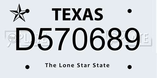 D570689 Texas License Plate