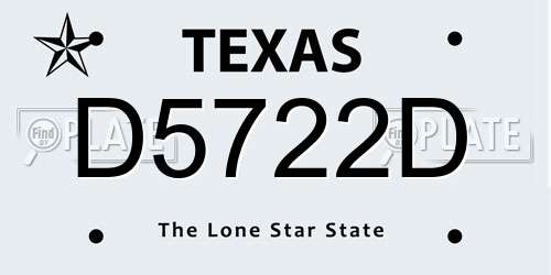 D5722D Texas License Plate