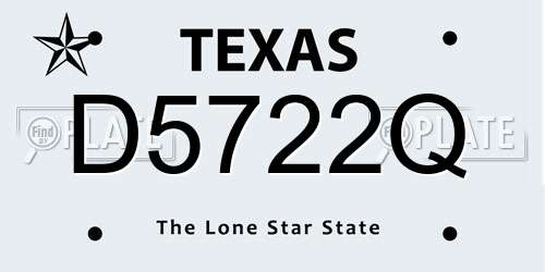 D5722Q Texas License Plate