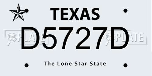 D5727D Texas License Plate