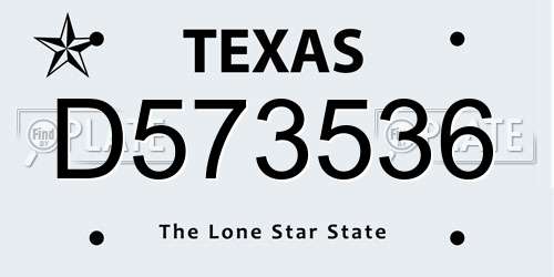 D573536 Texas License Plate
