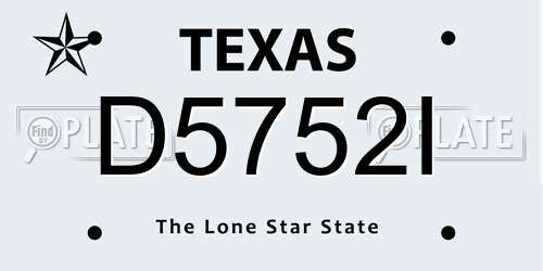 D5752I Texas License Plate