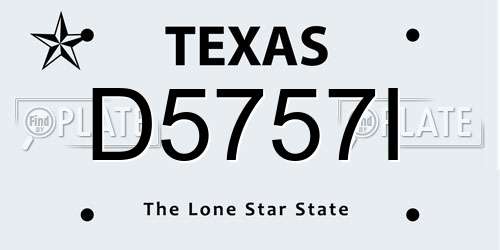 D5757I Texas License Plate
